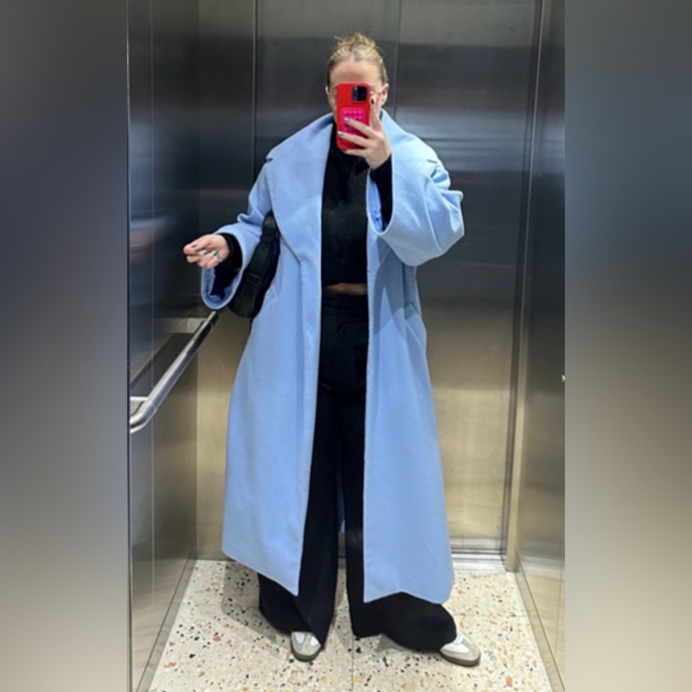 Hutch Oversized Collar Overcoat, Blue